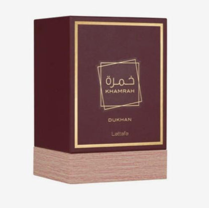 Khamrah Dukhan by Lattafa Eau de Parfum 3.4oz - Fragrance with a Sweet, Spicy Flavor and Unique Packaging Unisex
