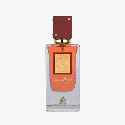 Lattafa Ana Abiyedh Scarlet Eau de Parfum Spray for Unisex 60ML - Top Notes Black Cherry and Pink Pepper - Middle Notes White Rose & Peony - Base Notes Patchouli & Crystal Caramel Sugar