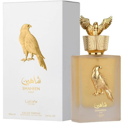 Lattafa Shaheen Gold Eau De Parfum Spray Unisex 3.40z