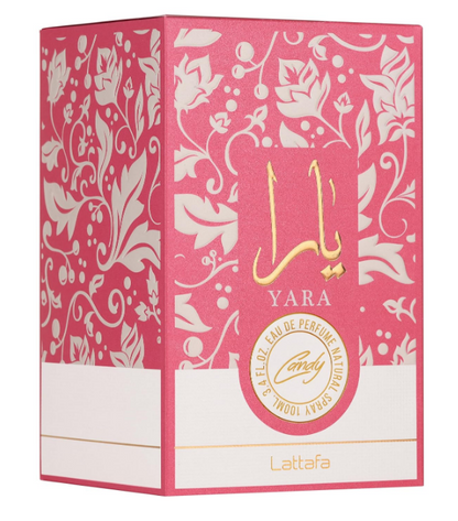 Lattafa Yara Candy Eau de Parfum for Women Sugared Candy Scent, Sophisticated Sweet Fragrance with Luscious Black Currant, Green Tangerine, Strawberry Fizz, Gardenia, Vanilla Syrup & Warm Musk, 3.4oz