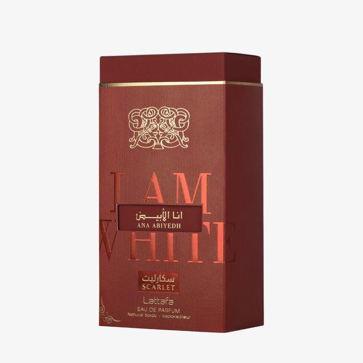 Lattafa Ana Abiyedh Scarlet Eau de Parfum Spray for Unisex 60ML - Top Notes Black Cherry and Pink Pepper - Middle Notes White Rose & Peony - Base Notes Patchouli & Crystal Caramel Sugar