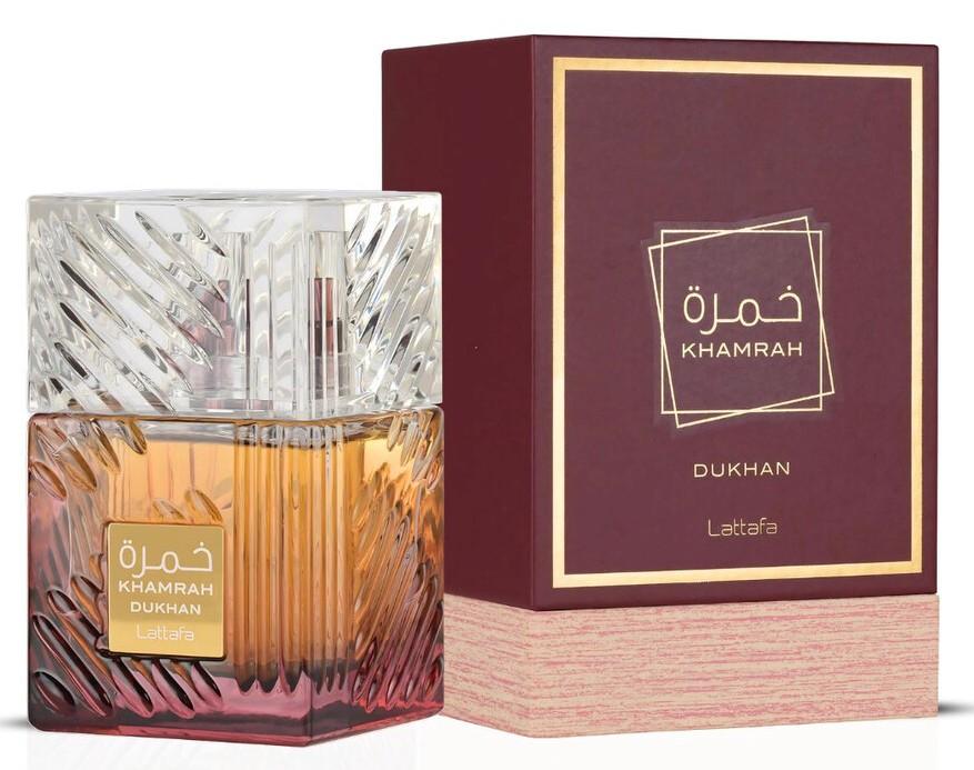 Khamrah Dukhan by Lattafa Eau de Parfum 3.4oz - Fragrance with a Sweet, Spicy Flavor and Unique Packaging Unisex