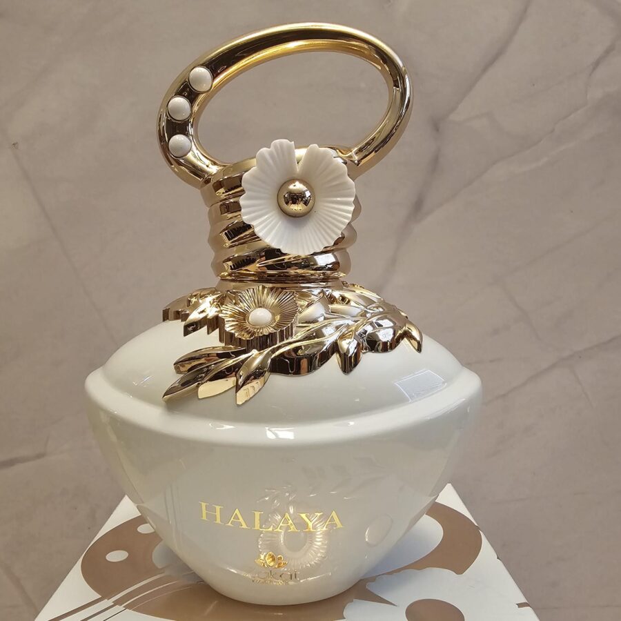 Zakat Lahaya Eau de Parfum for Women 3.4oz - Elegant Design with Gold Accents and Floral Elements
