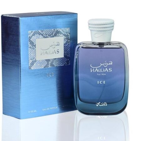 Rasasi Hawas Ice for Him Eau de Parfum 3.4oz - 100ML Bold Refreshing Aromatic Fragrance for Men with Apple Lemon & Star Anise Top Notes