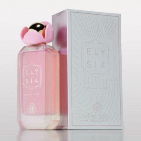 Fragrance World Elysia Vanilla Sugar Eau de Parfum Spray for Women 3.4oz Pink Floral Design Perfume Bottle