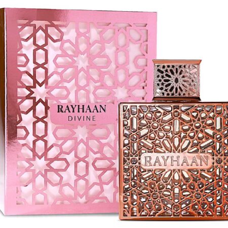 Rayhaan Divine Eau de Parfum 3.4 oz / 100ml - Unisex Fragrance with Litchi, Bergamot, Ginger, Peony, Rose, Vanilla, Chocolate Accord, Patchouli - Fresh & Warm Long-Lasting Scent